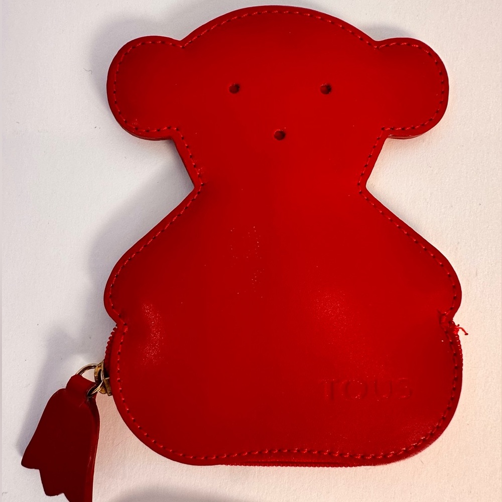 Authentic Tous Zippy Coin Purse - Red Leather